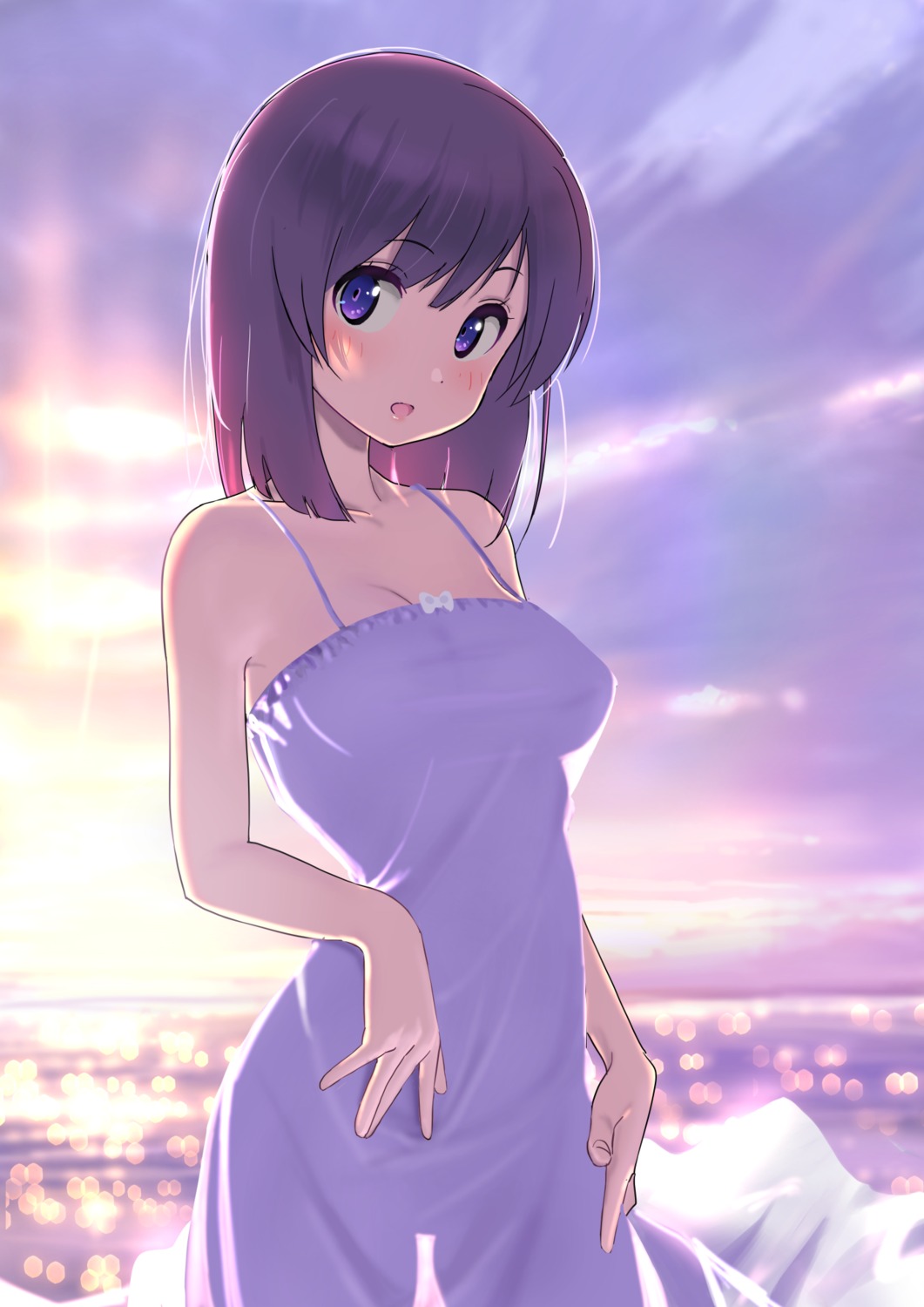 dress furuyama_tsukuru no_bra nopan see_through summer_dress