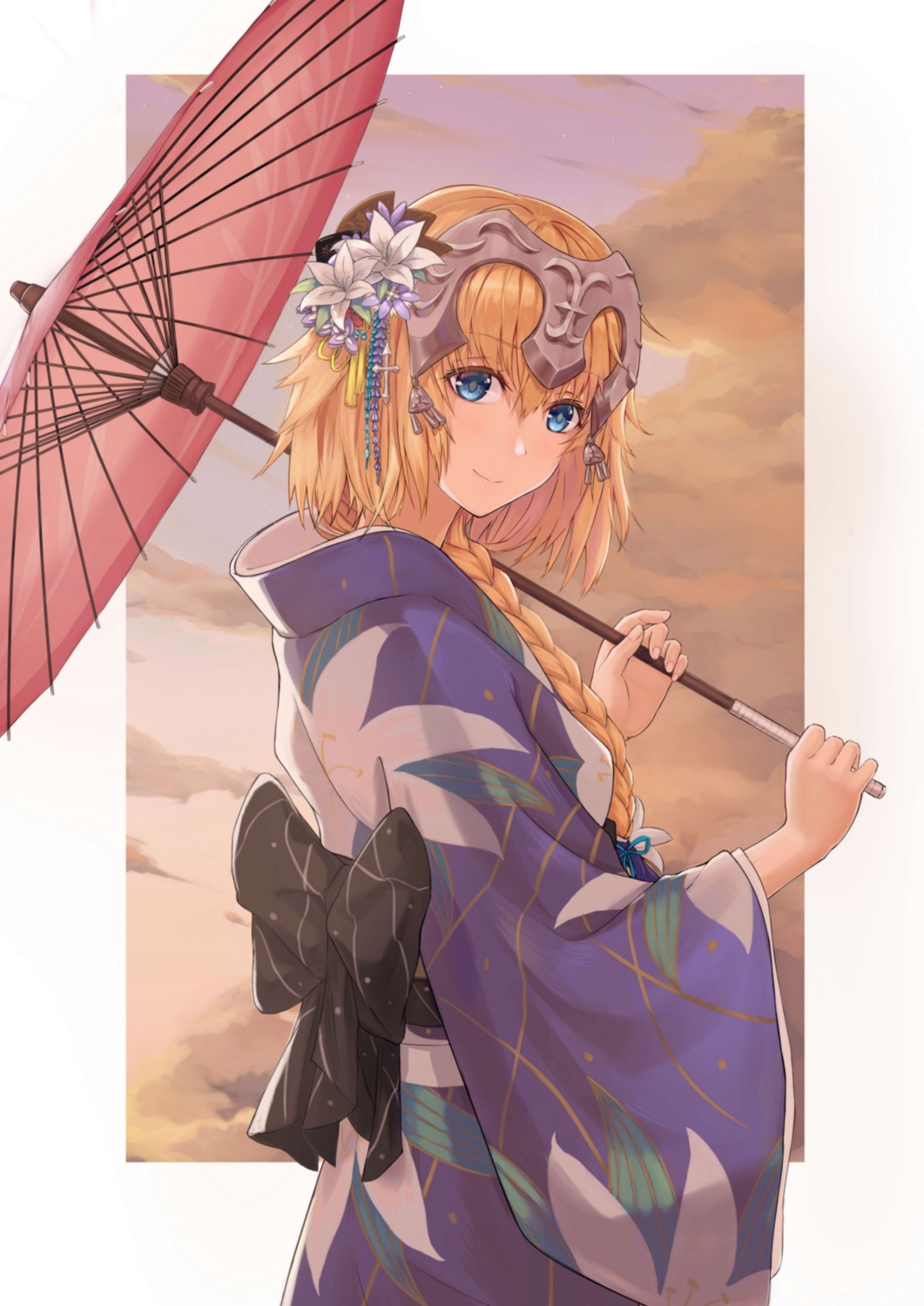 fate/apocrypha fate/grand_order fate/stay_night jeanne_d'arc jeanne_d'arc_(fate) shiko_(artist) umbrella yukata