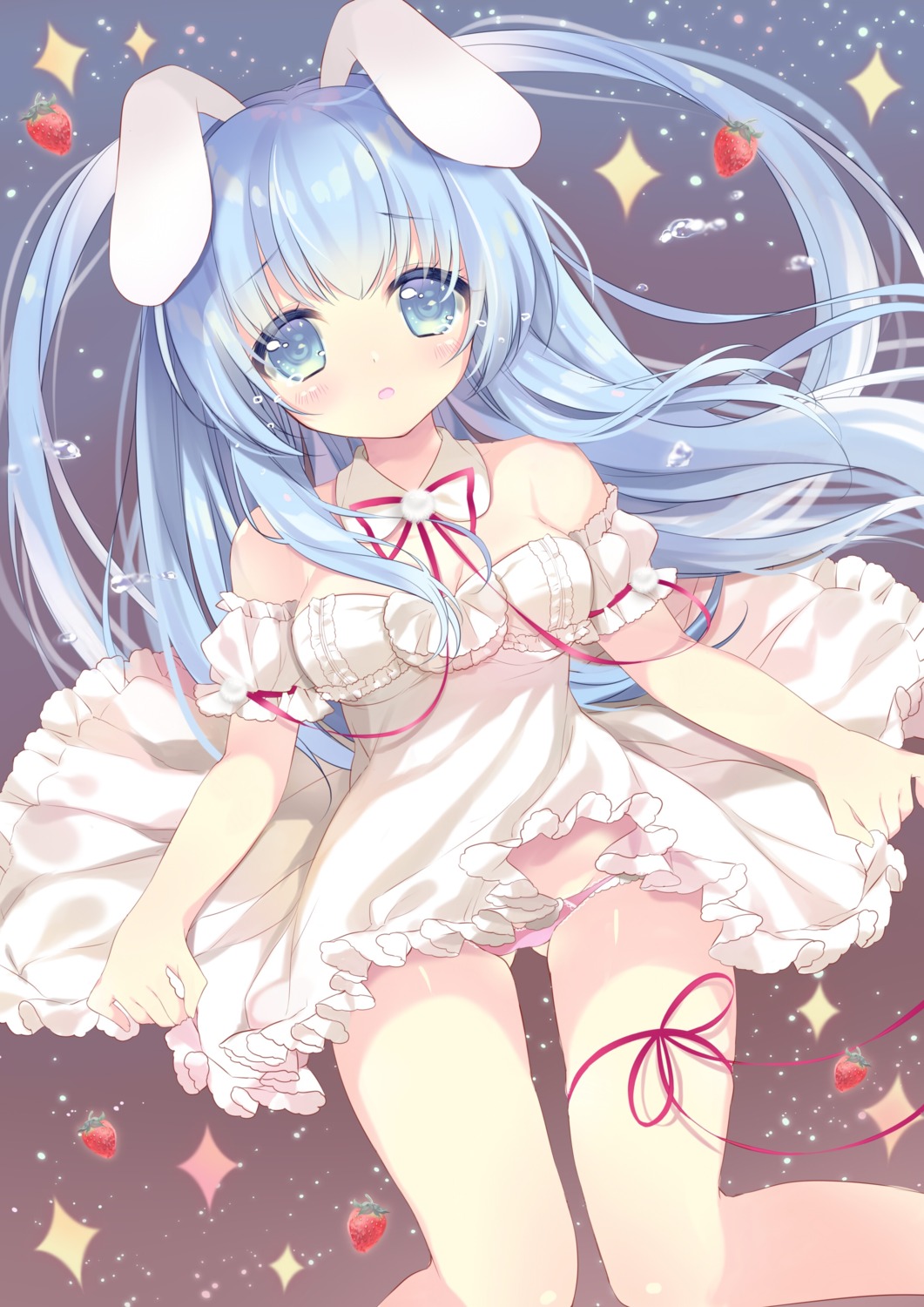 ameno_usari animal_ears bunny_ears dress pantsu skirt_lift