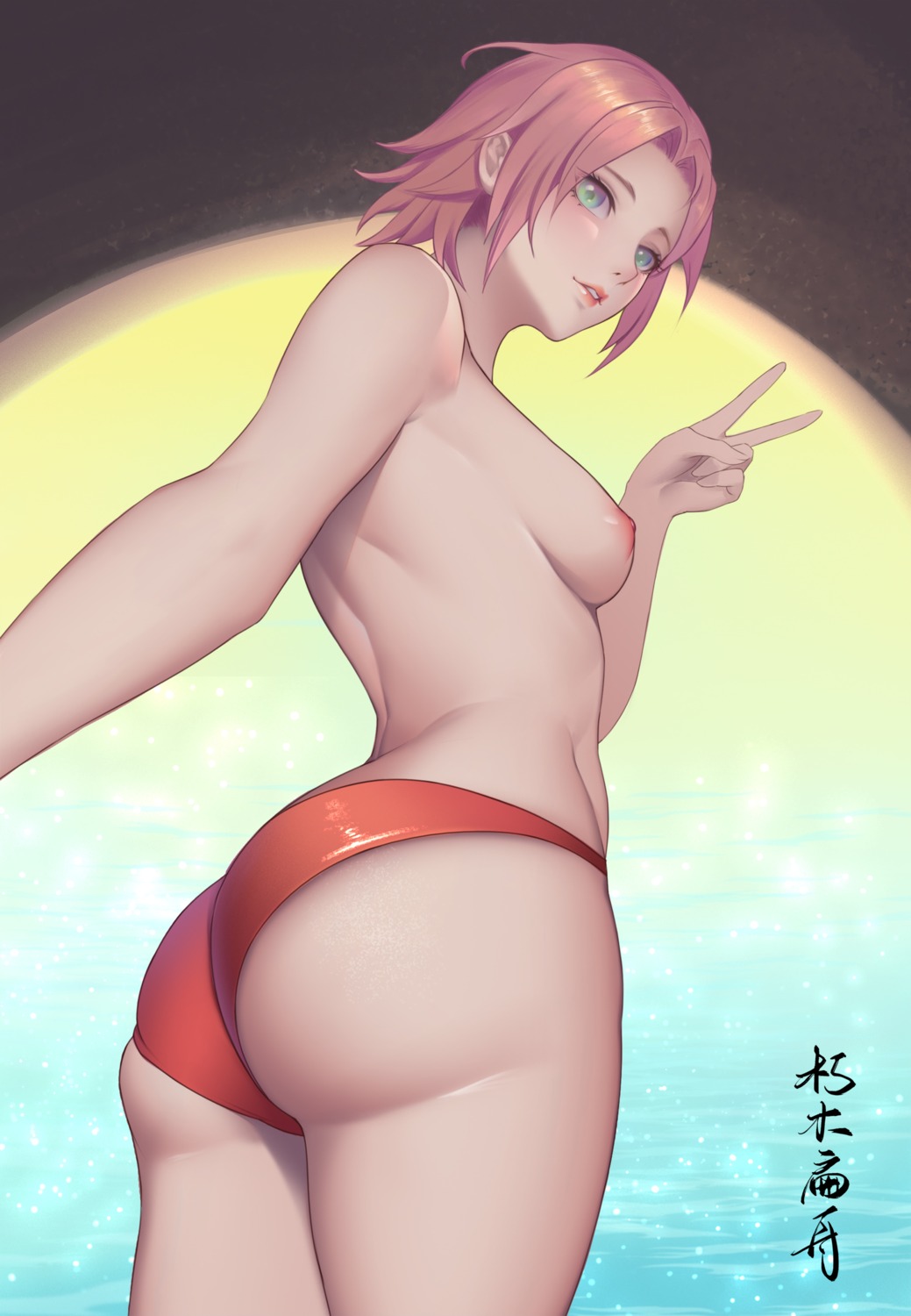 ass bikini haruno_sakura naruto nipples swimsuits topless xiumu_bianzhou
