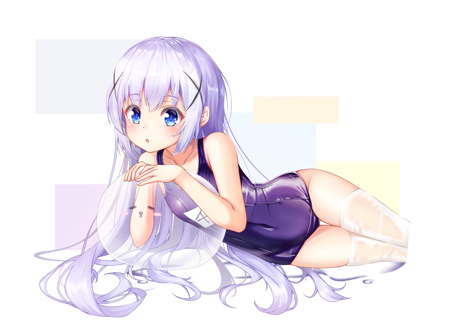 gochuumon_wa_usagi_desu_ka? kafuu_chino mannack school_swimsuit swimsuits thighhighs tippy_(gochiusa)