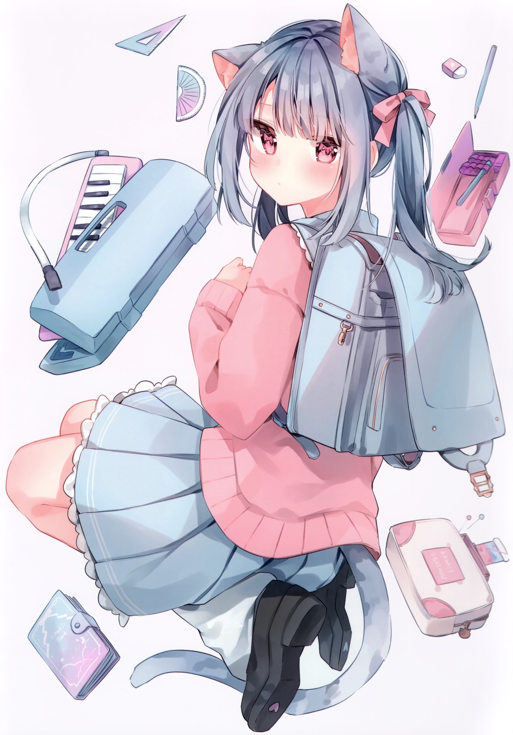 animal_ears nekomimi pirori_kingdom pirorikin seifuku sweater tail