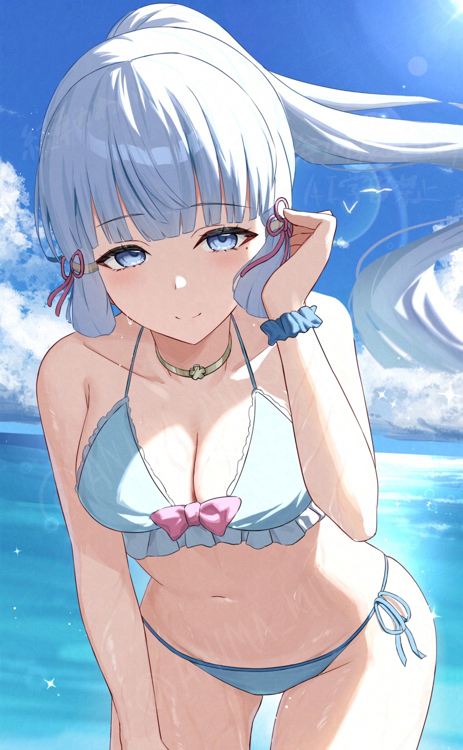 anima_miko bikini genshin_impact kamisato_ayaka swimsuits wet