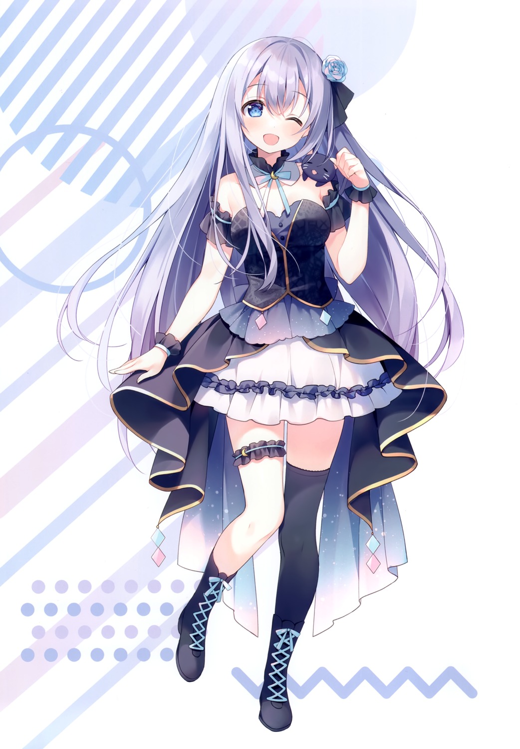 chilly_polka dress garter suimya thighhighs