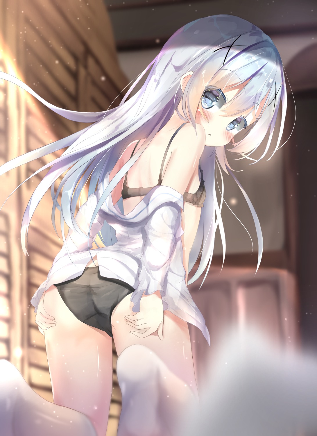 ass bra gochuumon_wa_usagi_desu_ka? kafuu_chino loli open_shirt pantsu see_through yonjyuugo