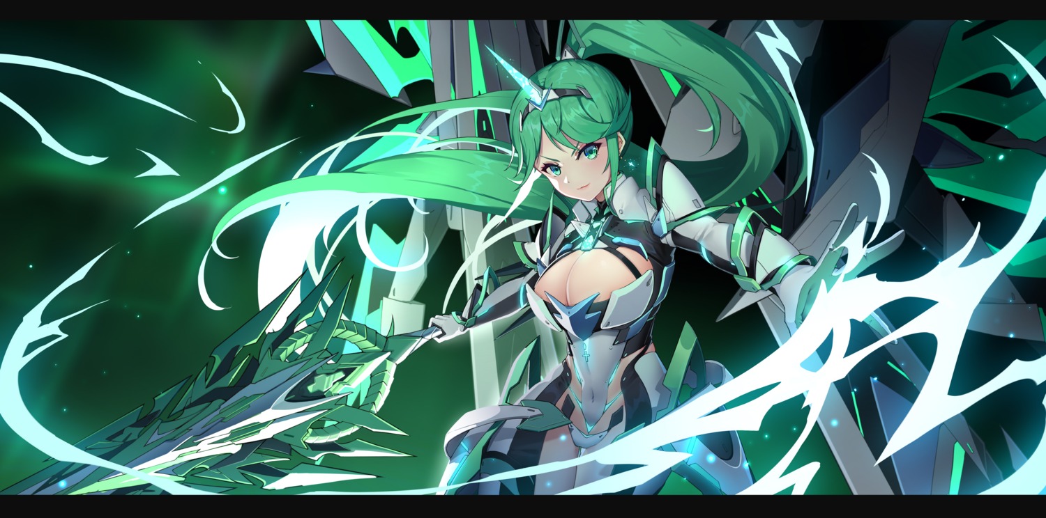 bodysuit horns no_bra pneuma_(xenoblade_2) tifaices weapon xenoblade xenoblade_chronicles_2