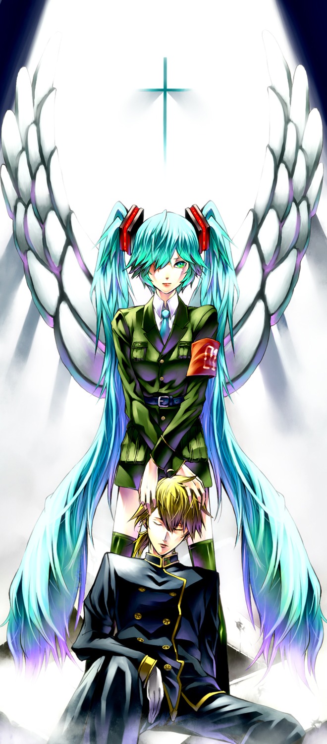 churayuki hatsune_miku kagamine_len vocaloid wings