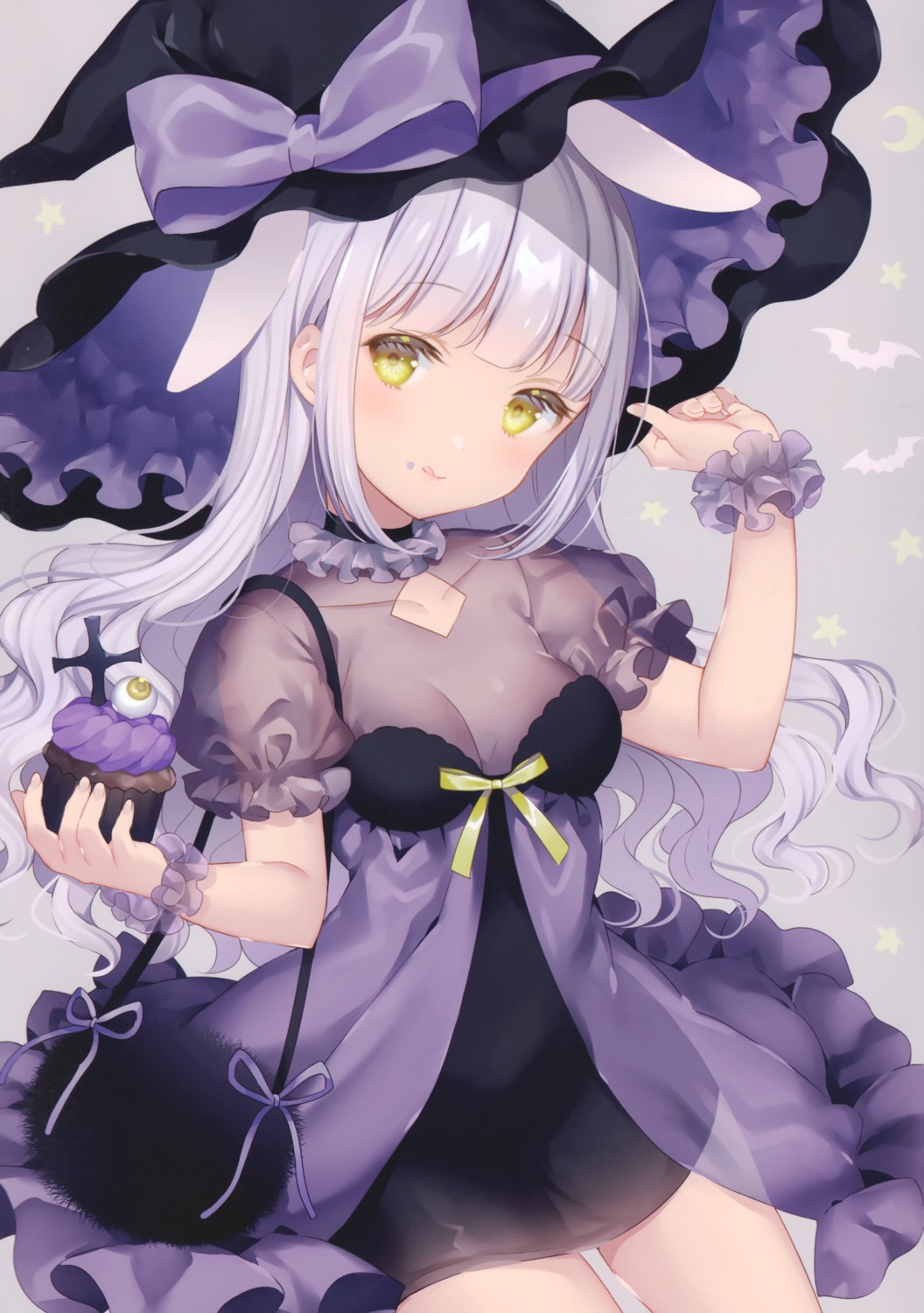 animal_ears bunny_ears cleavage dress lolita_fashion see_through w.label wasabi_(sekai) witch