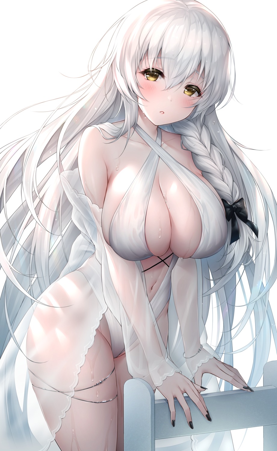 azur_lane garter hermione_(azur_lane) oyuwari see_through swimsuits wet wet_clothes