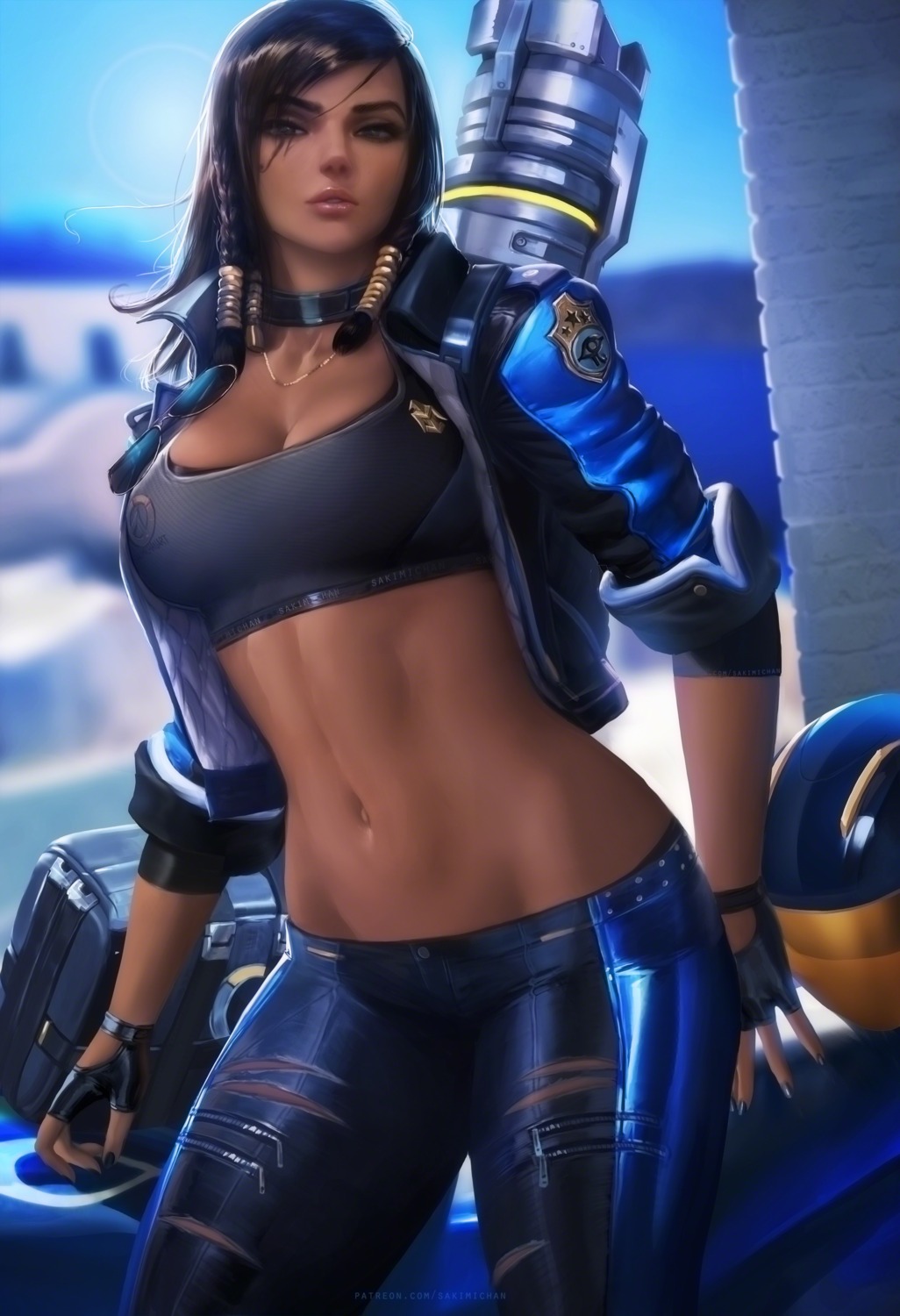 cleavage overwatch pharah sakimichan