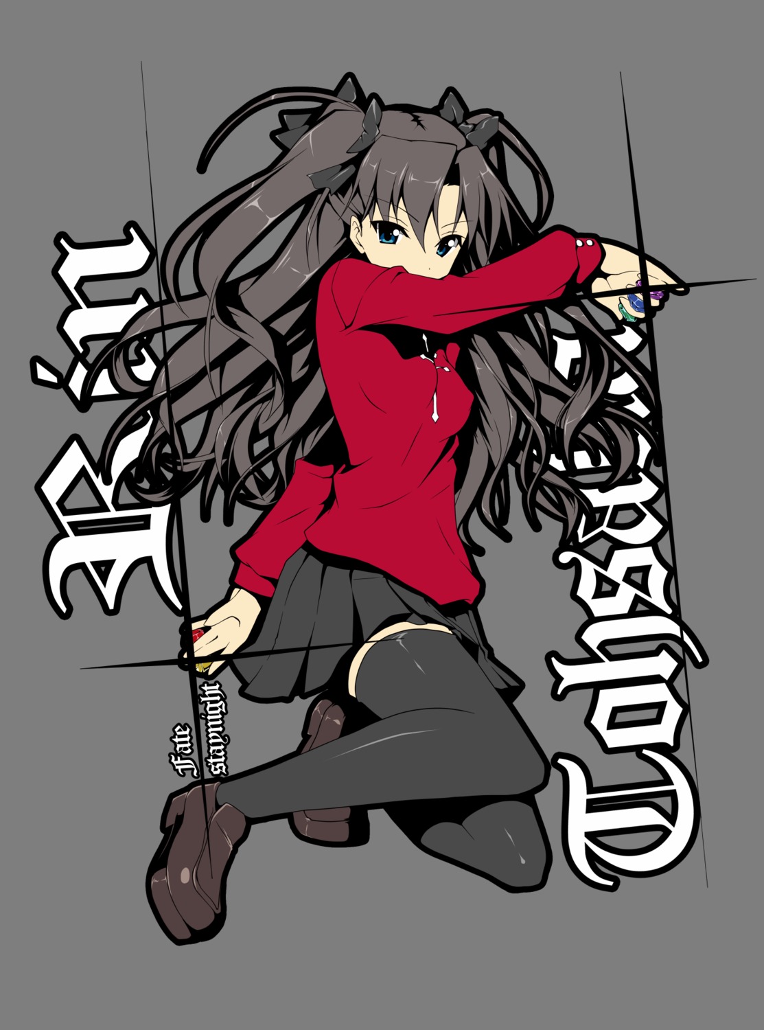 fate/stay_night piromizu thighhighs toosaka_rin transparent_png vector_trace