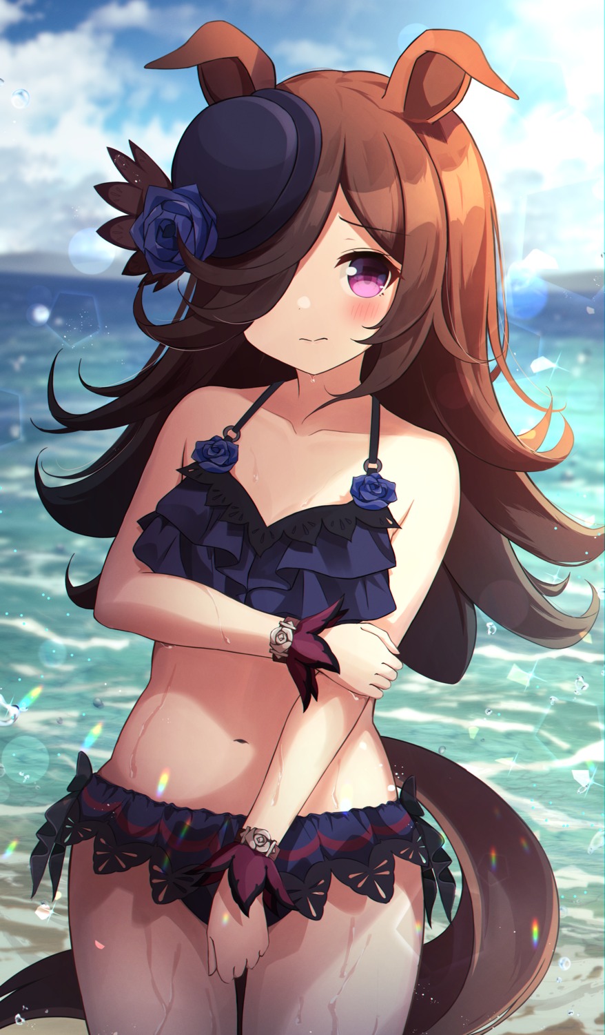 animal_ears bikini hazuki_lime rice_shower_(umamusume) swimsuits tail uma_musume_pretty_derby wet