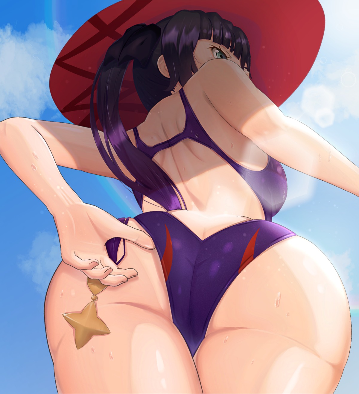 a_oapixiv ass genshin_impact mona_megistus swimsuits