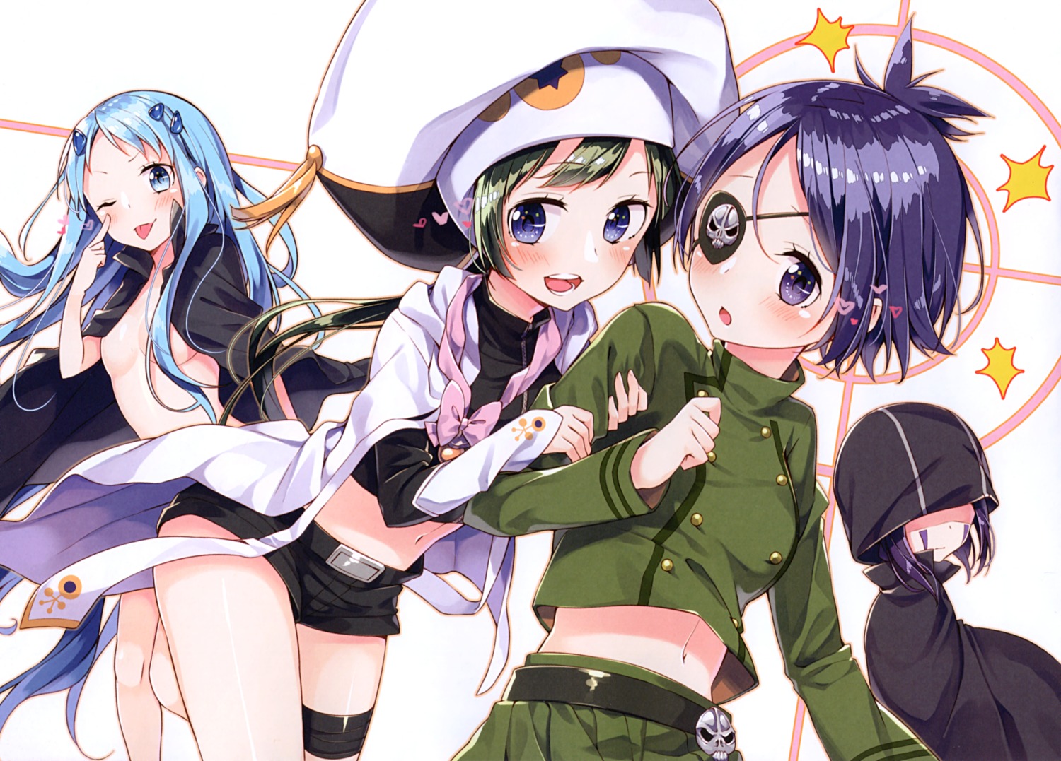 bluebell chrome_dokuro eyepatch garter katekyo_hitman_reborn! naked_cape sakuragi_ren sakuranoiro uni_(reborn) uniform yuri