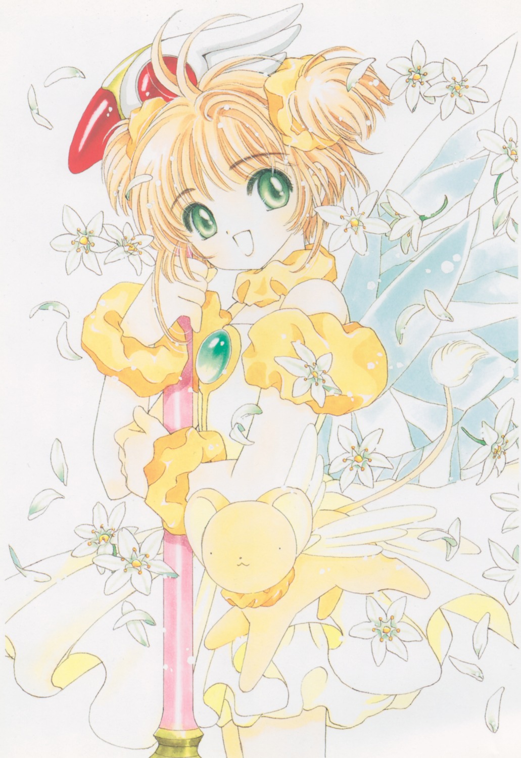 card_captor_sakura clamp dress kerberos kinomoto_sakura weapon