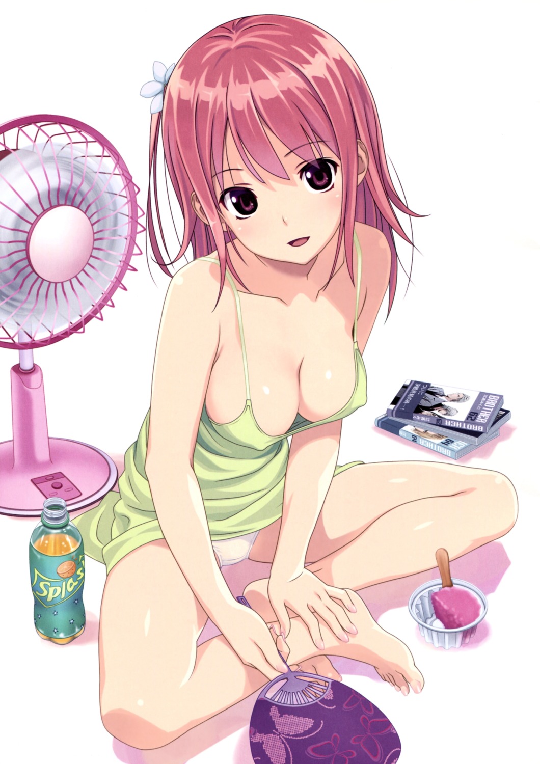 cleavage dress erect_nipples feet koutaro no_bra pantsu skirt_lift