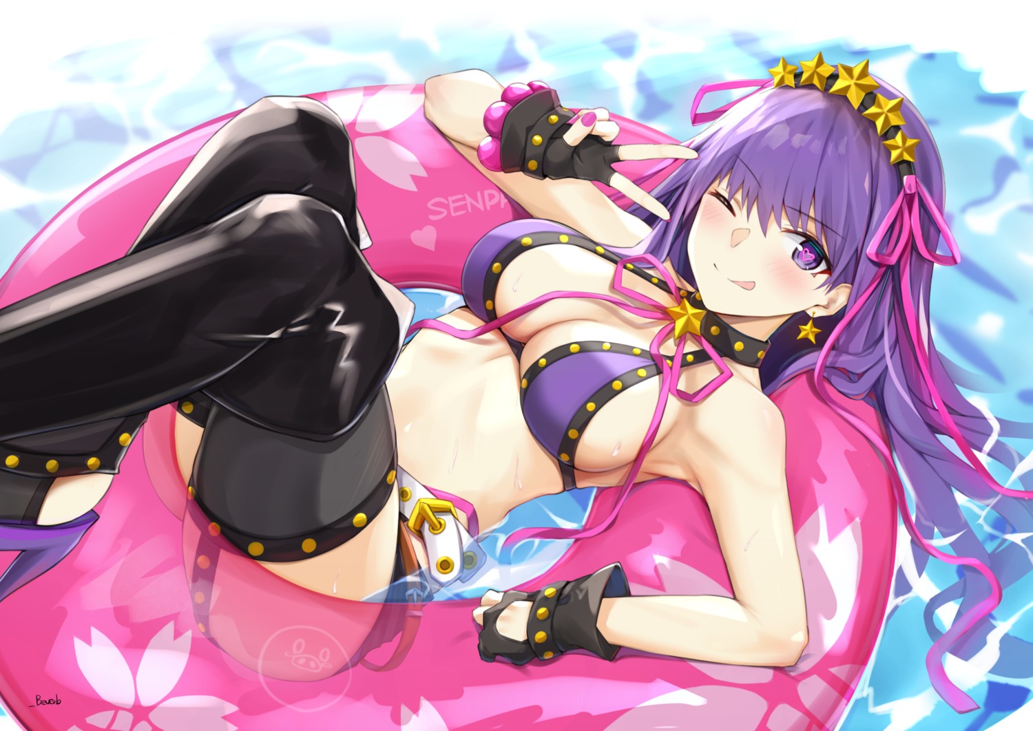 bb_(fate/extra_ccc) bee_doushi bikini fate/grand_order stockings swimsuits thighhighs wet