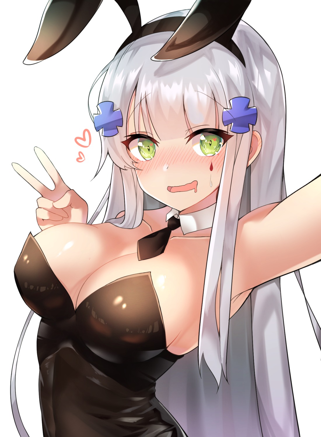 animal_ears bunny_ears bunny_girl cleavage girls_frontline hk416_(girls_frontline) meow_nyang