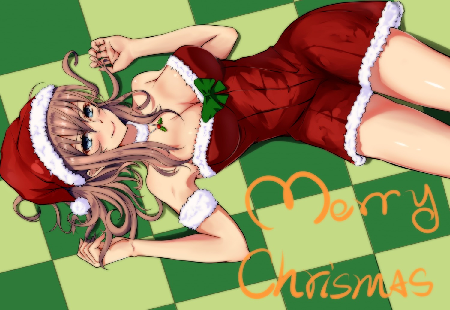 christmas cleavage dress kantai_collection saratoga_(kancolle) subber