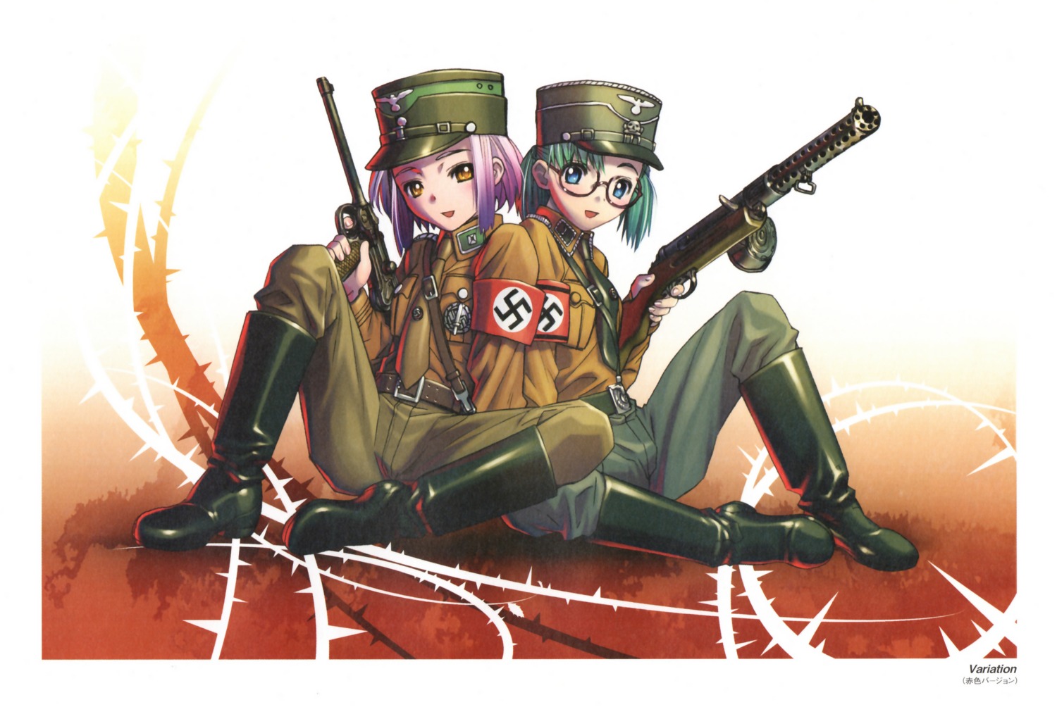 gun hiroe_rei megane uniform