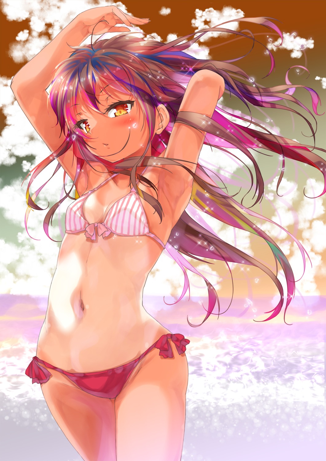 bikini cafe-chan_to_break_time cafe_(cafe-chan_to_break_time) cleavage porurin swimsuits tan_lines