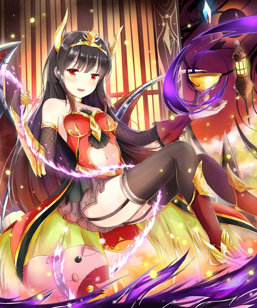 horns shingoku_no_valhalla_gate stockings tailam thighhighs wings