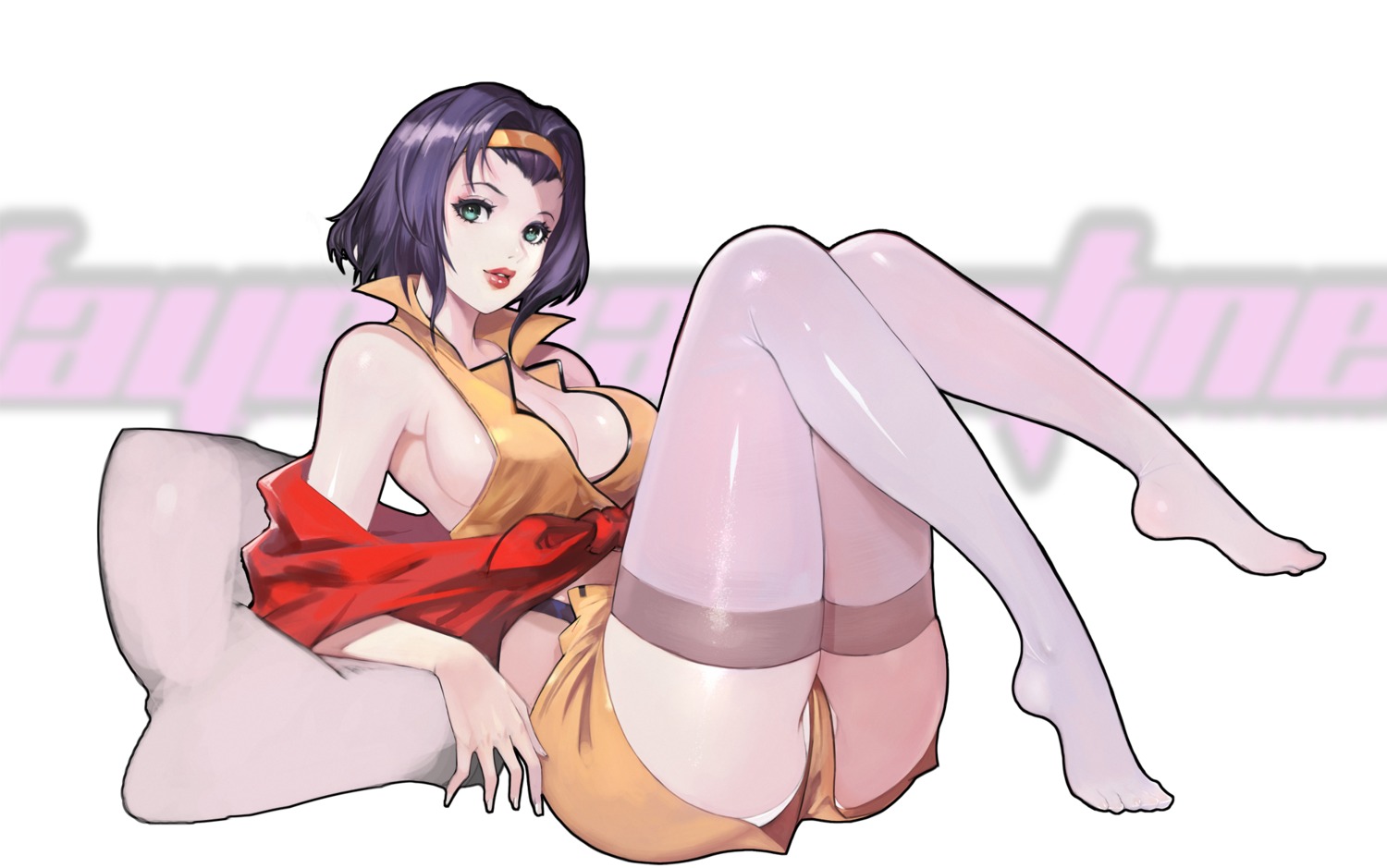 bobobong cowboy_bebop faye_valentine feet no_bra pantsu thighhighs