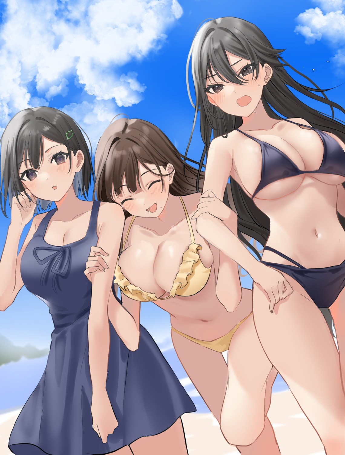 bikini cleavage dress hamu_(plot_sy) shimizu_kei summer_dress swimsuits tonari_no_seki_no_yankee_shimizu-san_ga_kami_wo_kuroku_somete_kita