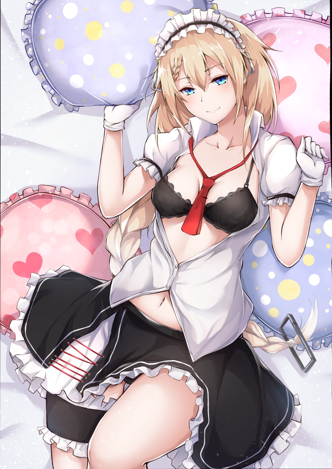 bra cleavage flugel g36_(girls_frontline) garter girls_frontline maid open_shirt pantsu skirt_lift