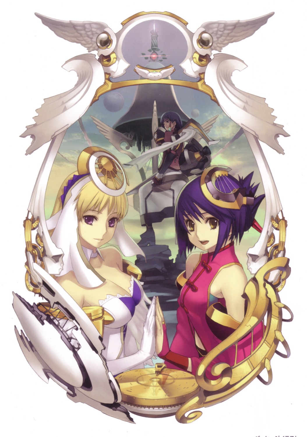 ar_tonelico ar_tonelico_2 chroah_vatel chroche_latel_pastalie cleavage luca_truelywaath nagi_ryou