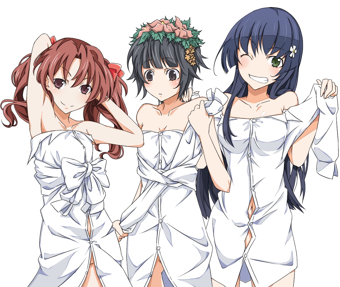 bottomless dress_shirt saten_ruiko shirai_kuroko toaru_kagaku_no_railgun toaru_majutsu_no_index touryou uiharu_kazari