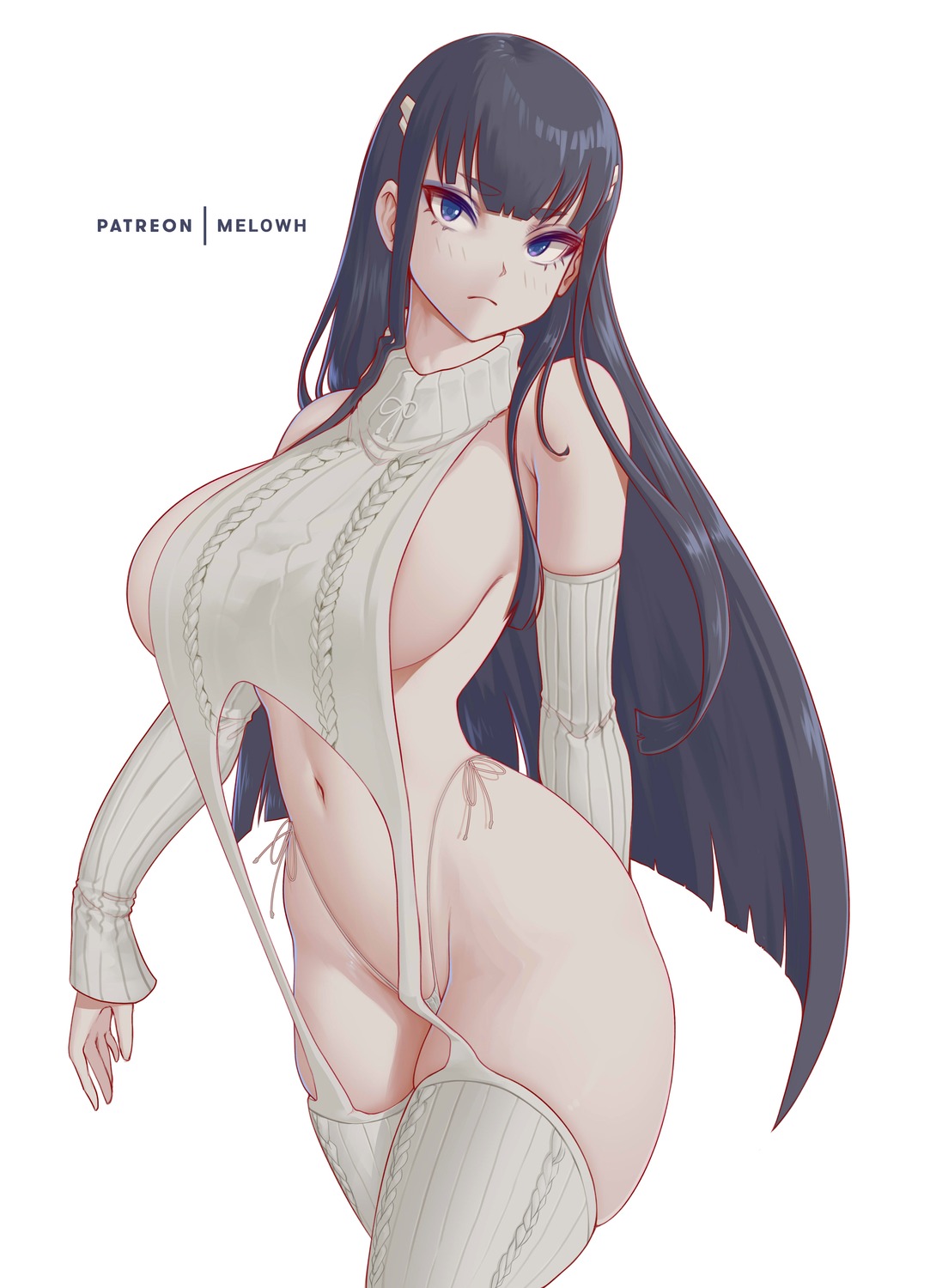 kill_la_kill kiryuuin_satsuki melowh no_bra pantsu stockings string_panties sweater thighhighs thong