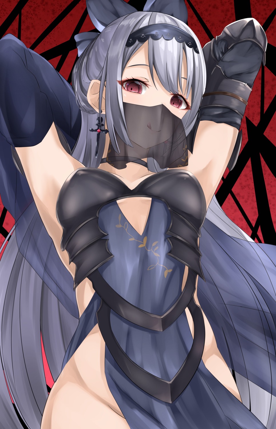 armor dress erect_nipples girls_frontline no_bra see_through takechii tokarev_(girls_frontline)