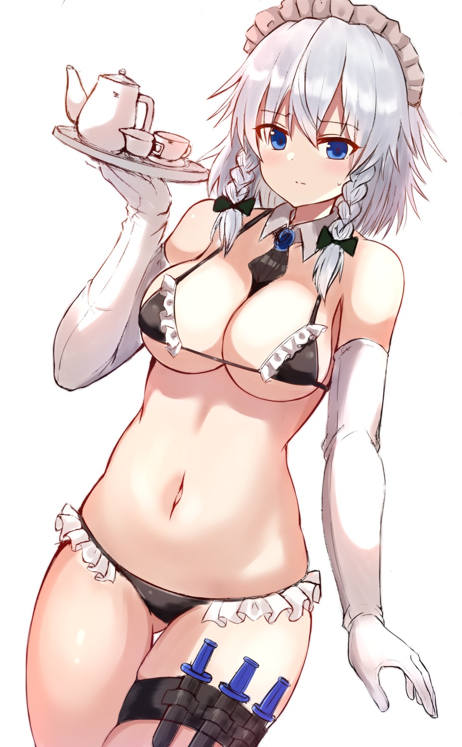 bikini garter izayoi_sakuya maid swimsuits taki_sandstone touhou weapon