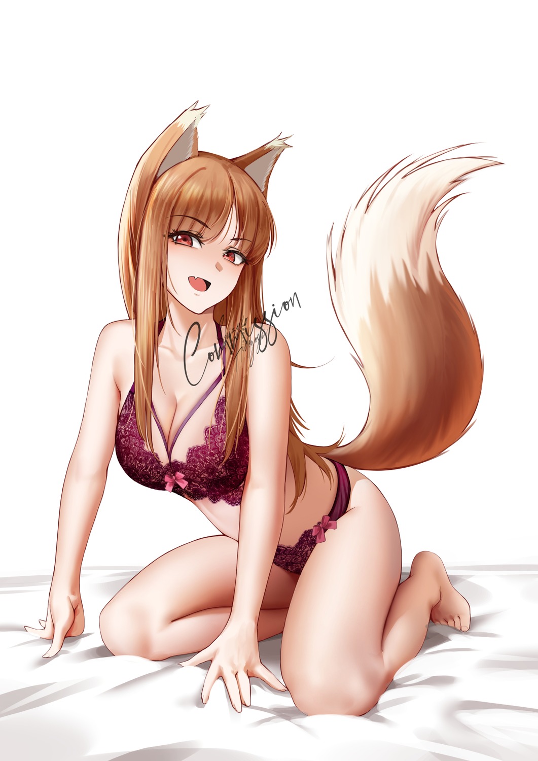 animal_ears bra cleavage holo lingerie pantsu shizuko_hideyoshi spice_and_wolf tail