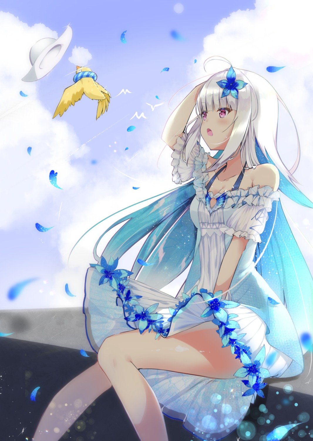 cleavage dress g_uhrabbit lize_helesta nijisanji skirt_lift