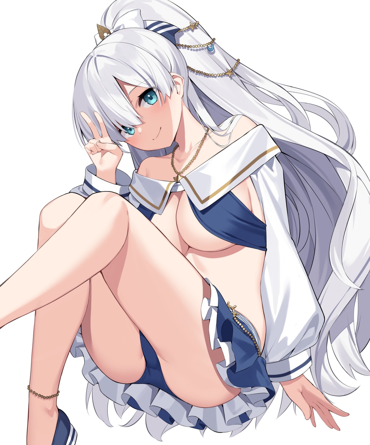 anastasia_(fate/grand_order) cleavage fate/grand_order no_bra pantsu skirt_lift suiroh swimsuits