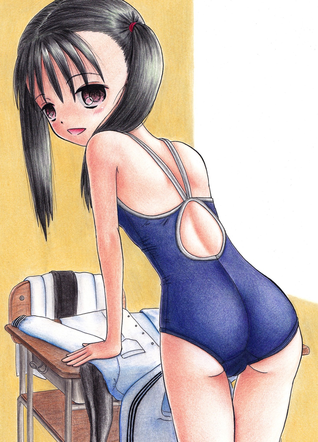 ass cameltoe hidaka_medaka loli school_swimsuit swimsuits