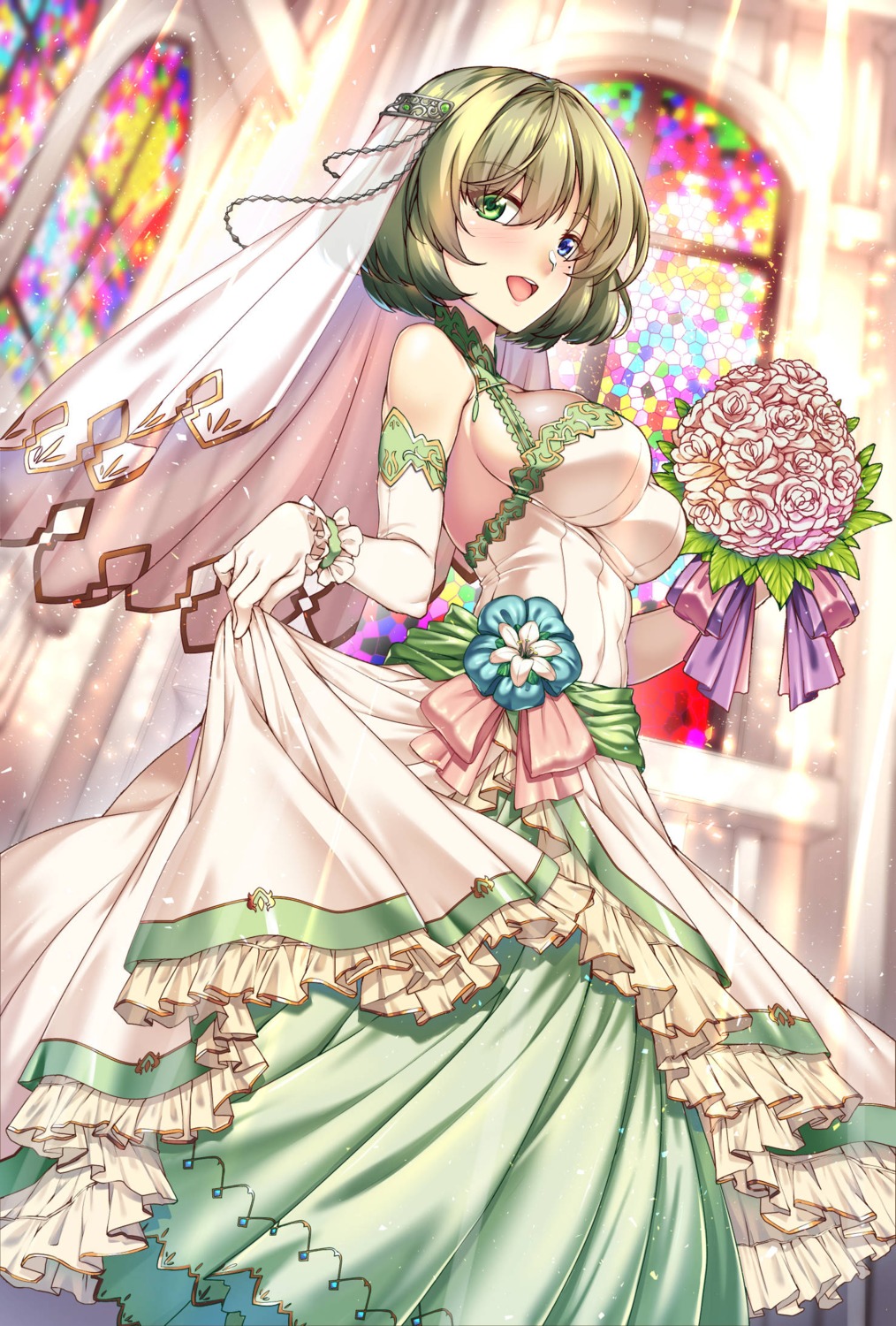 dress heterochromia merufena takagaki_kaede the_idolm@ster the_idolm@ster_cinderella_girls wedding_dress