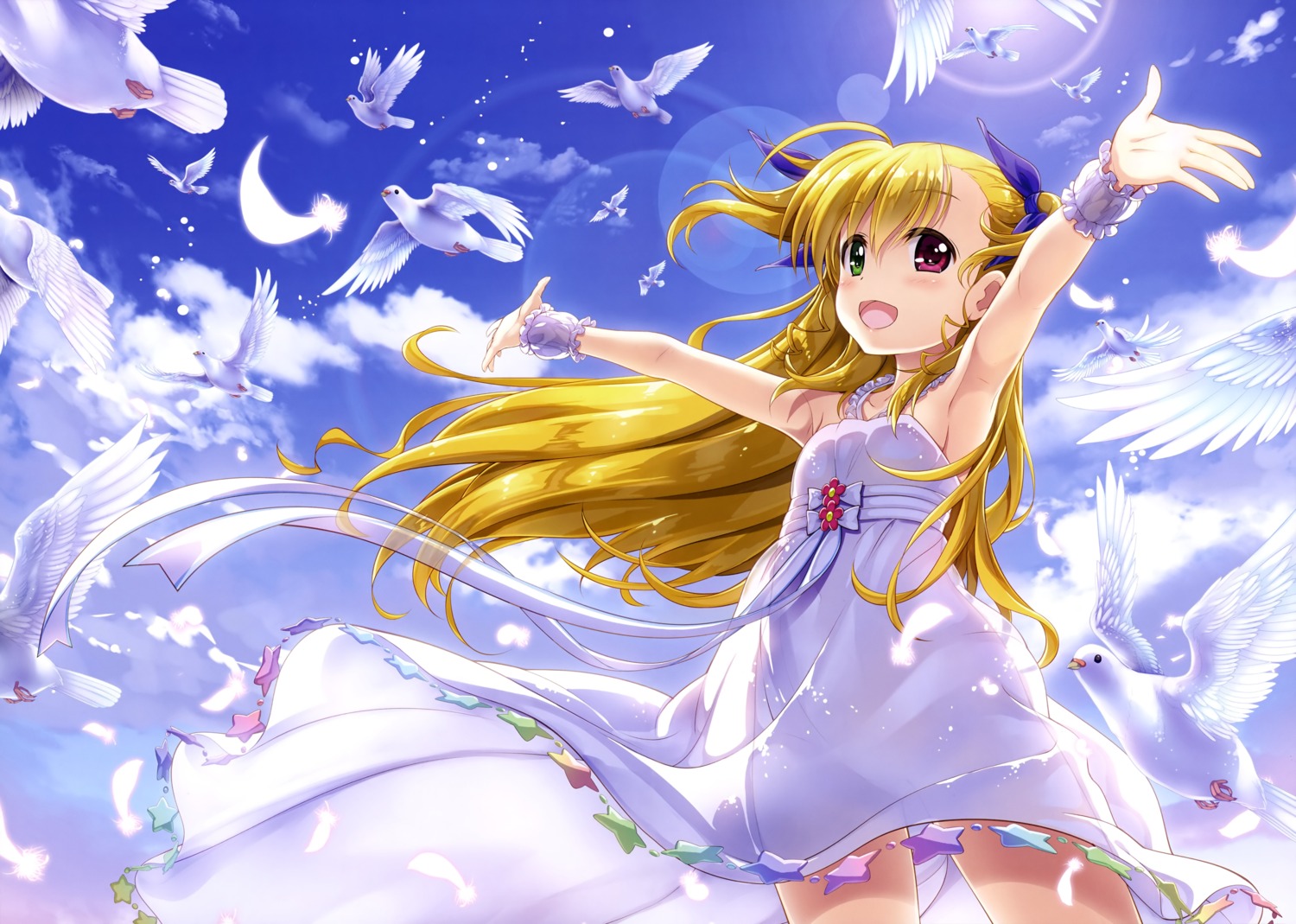 dress fujima_takuya heterochromia mahou_shoujo_lyrical_nanoha mahou_shoujo_lyrical_nanoha_vivid see_through summer_dress vivio