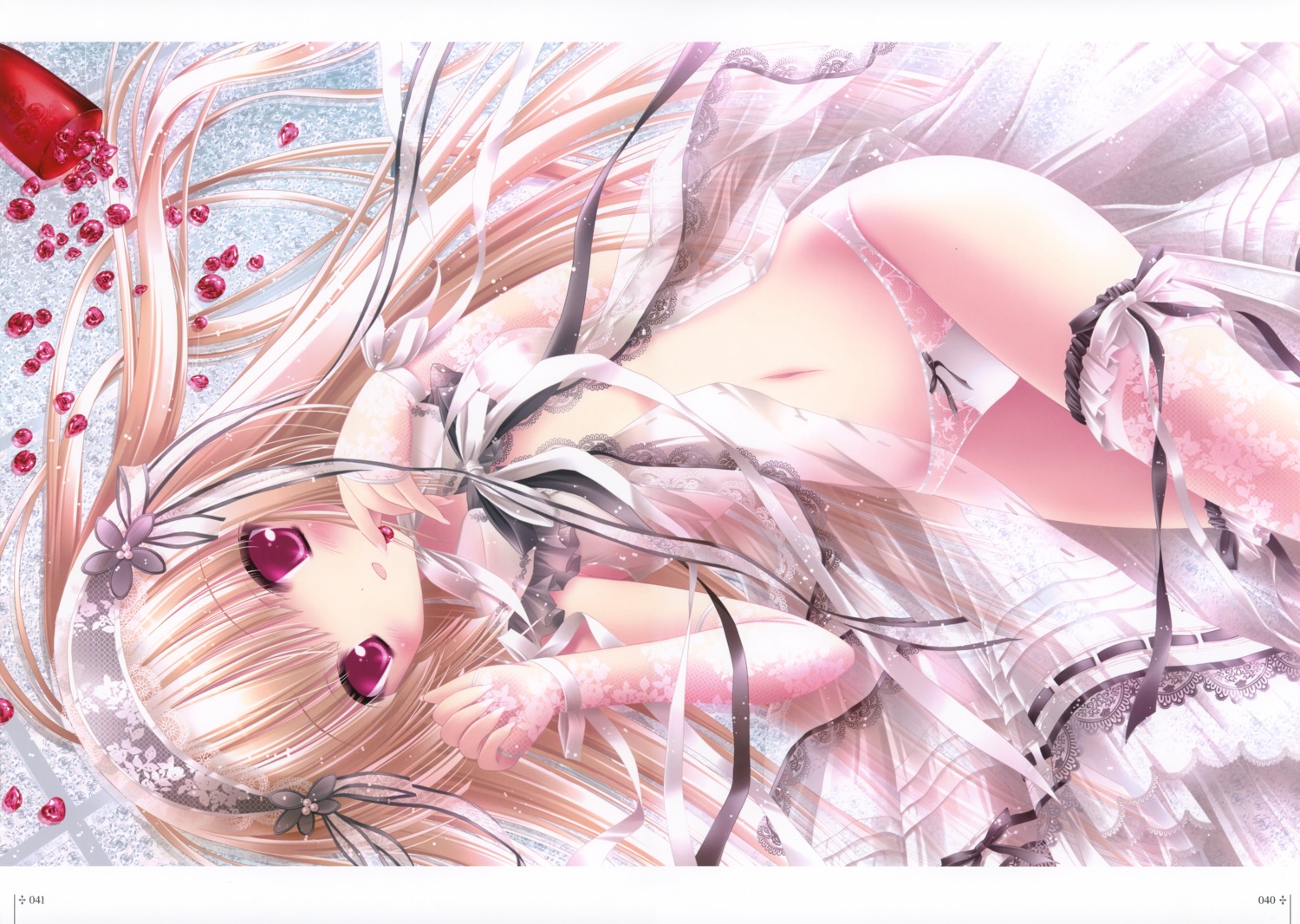 lingerie lolita_fashion nipples no_bra pantsu see_through thighhighs tinkle