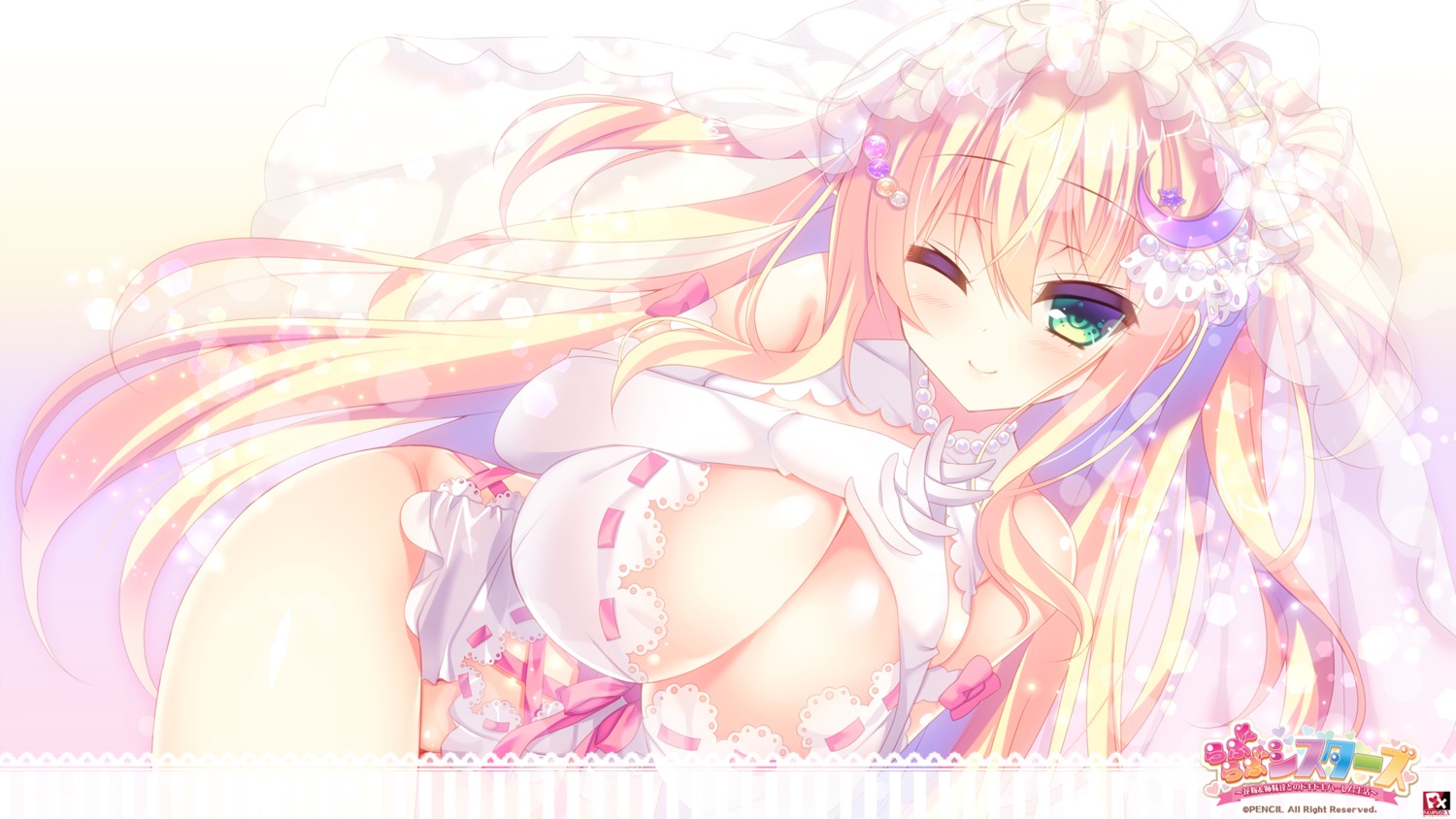 breast_hold cleavage dress love_love_sisters nae-nae nekogusa_kisara pajamas_ex wallpaper wedding_dress