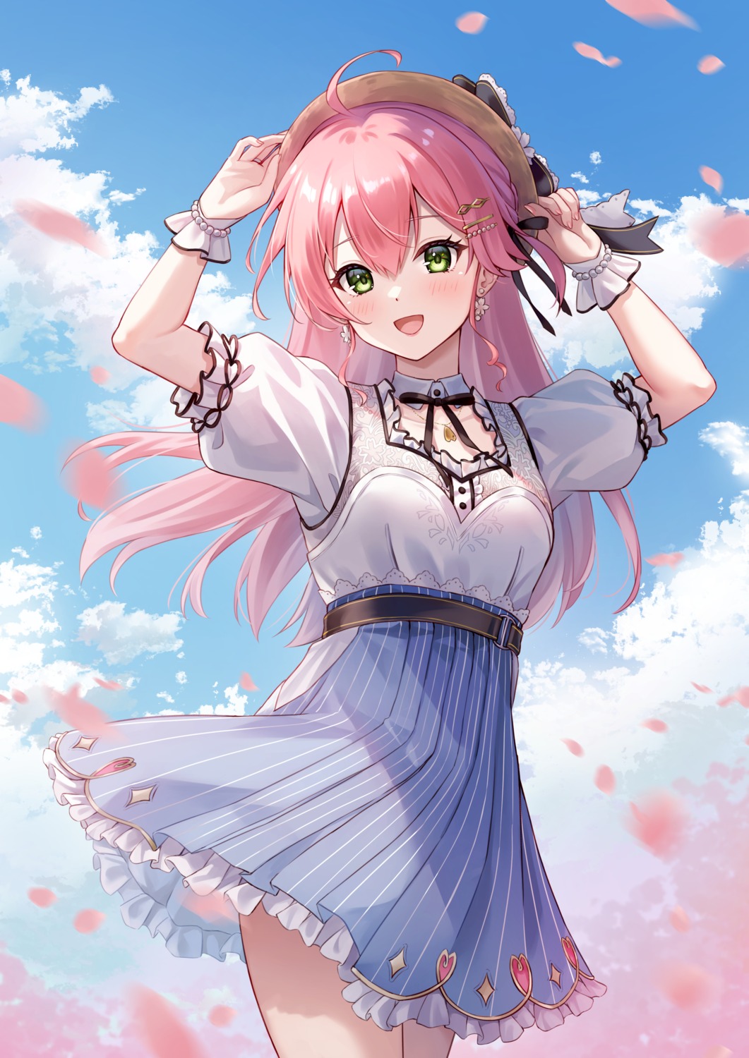 hololive sakura_miko sebu_illust see_through skirt_lift