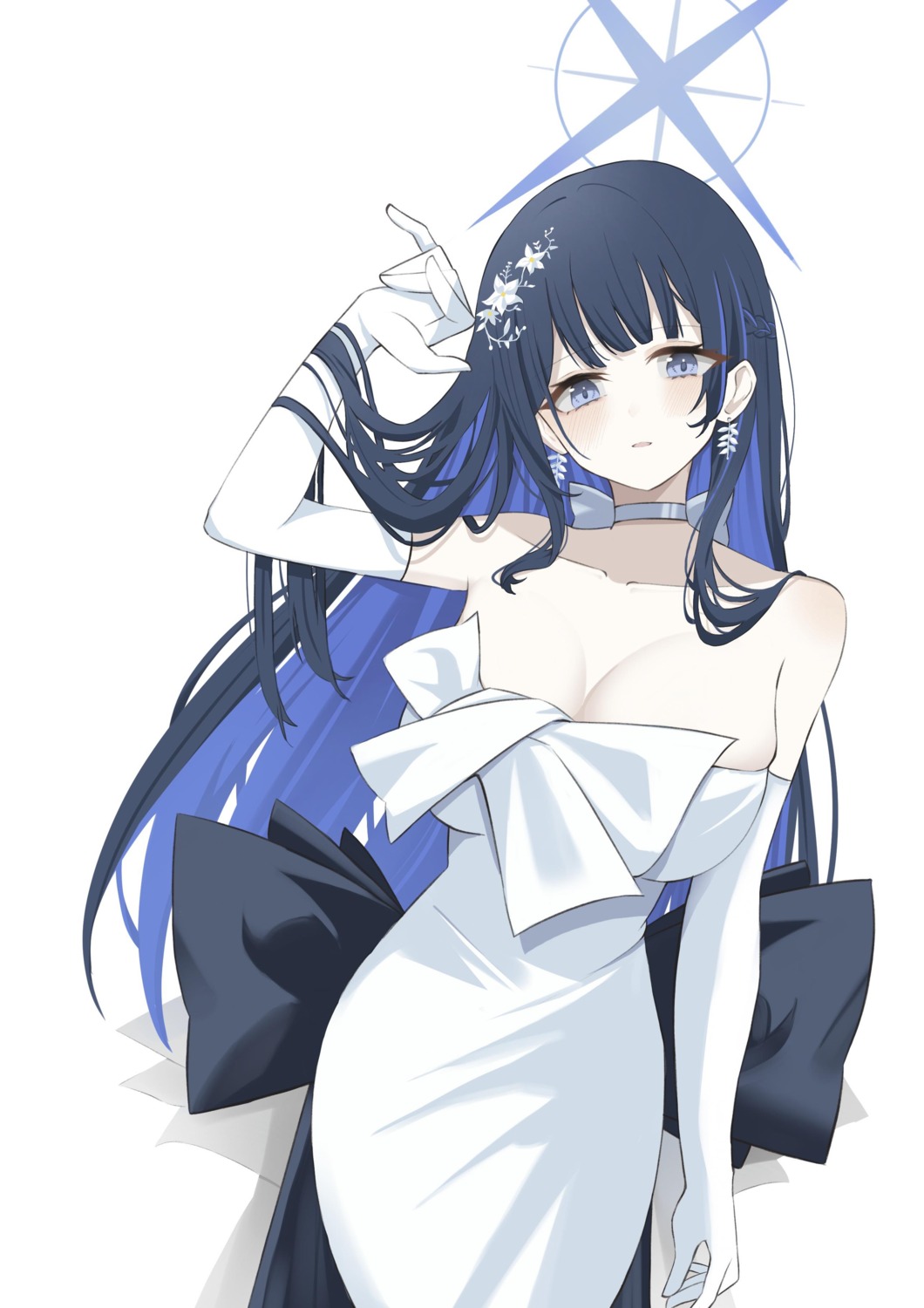 blue_archive dreamoon dress halo joumae_saori no_bra