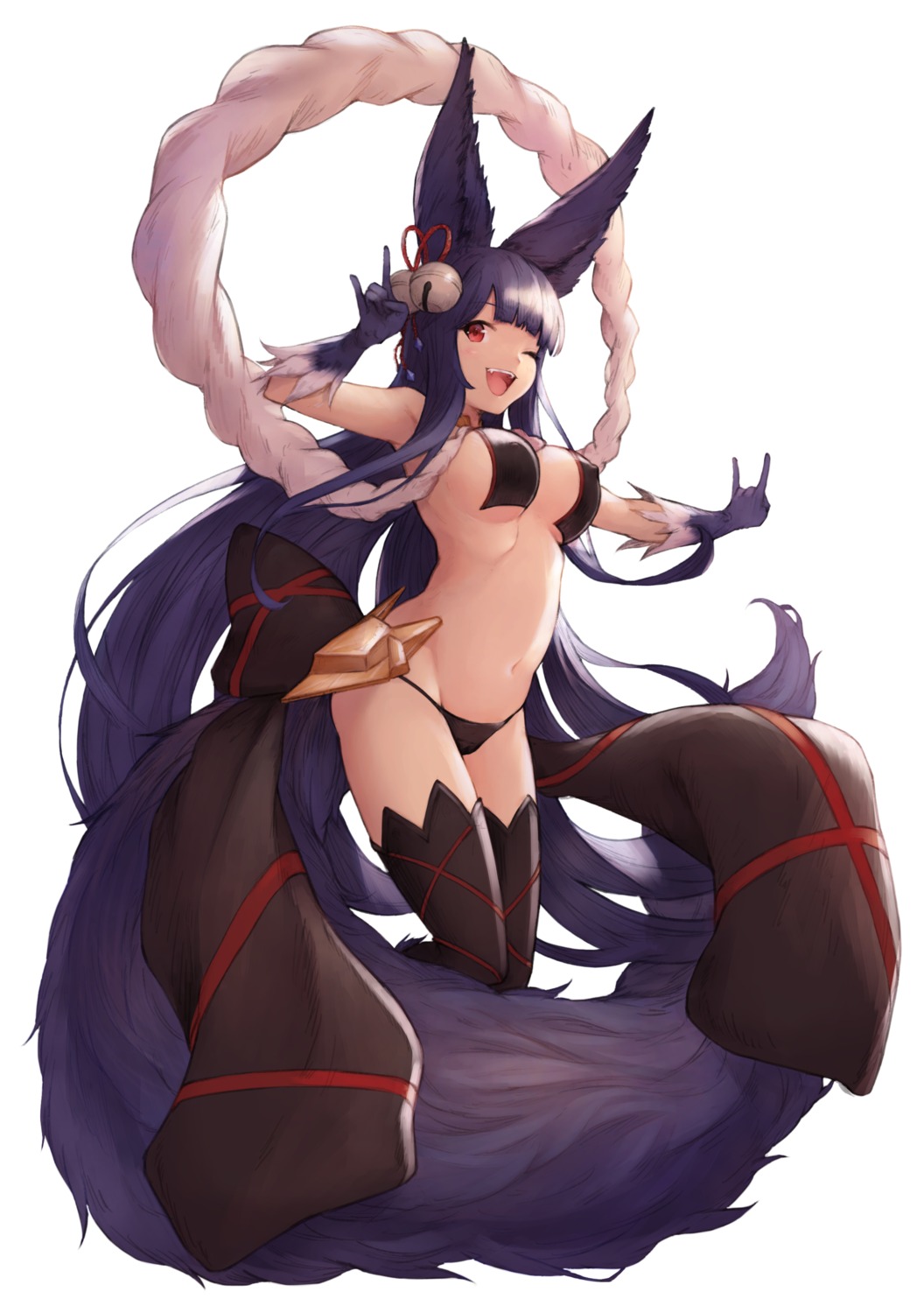 animal_ears bikini_armor erect_nipples granblue_fantasy koretsuki_azuma tail thighhighs yuel_(granblue_fantasy)
