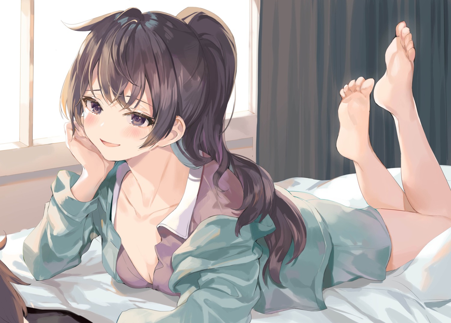 cleavage feet jpeg_artifacts momoko_(momopoco) no_bra pajama suou_yuki tokidoki_bosotto_roshia-go_de_dereru_tonari_no_alya-san