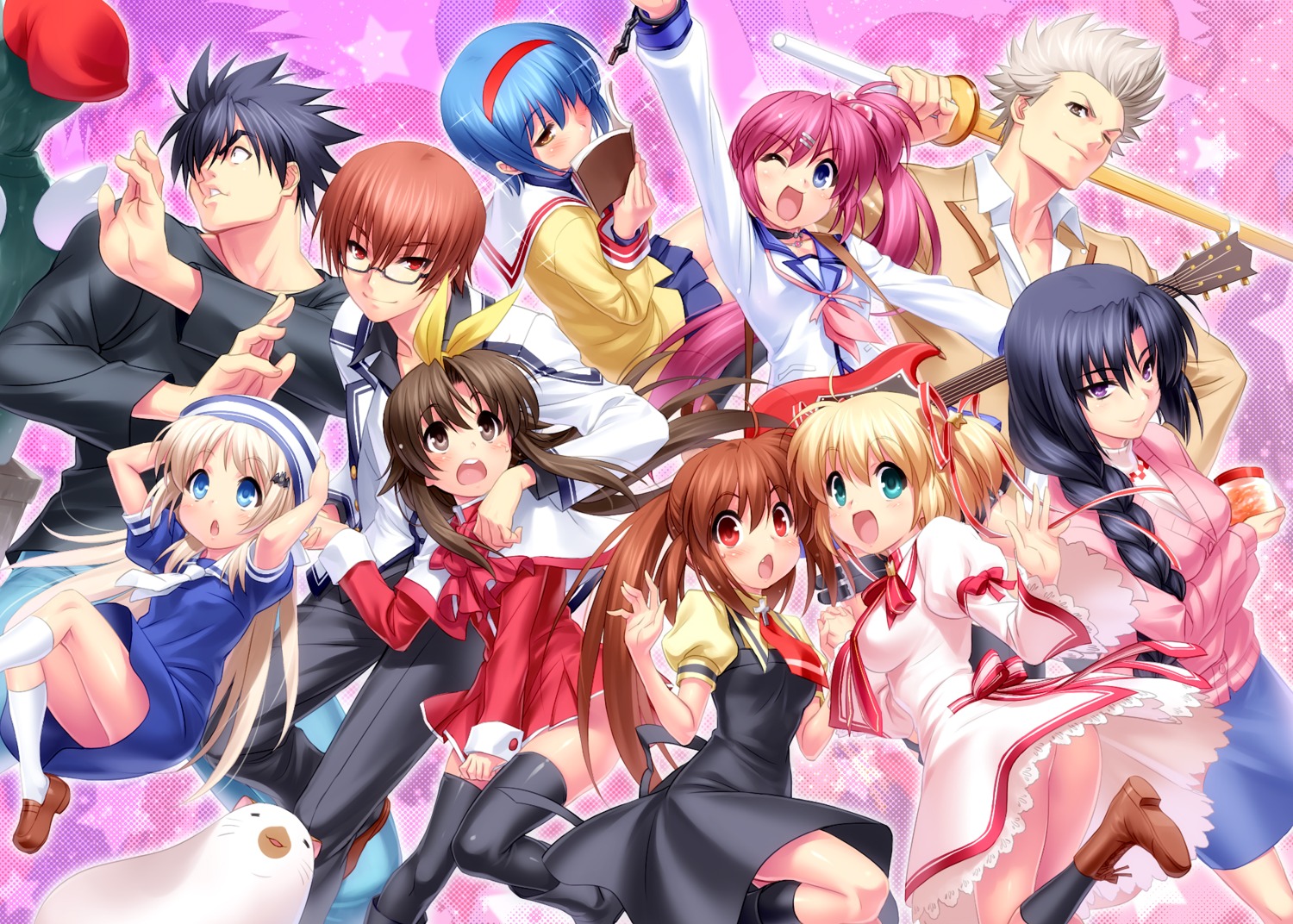 air angel_beats! clannad cosplay crossover doruji inohara_masato kamikita_komari kanon kurugaya_yuiko little_busters! megane miyazawa_kengo naoe_riki natsume_kyosuke natsume_rin neko nishizono_mio noumi_kudryavka rewrite saigusa_haruka seifuku thighhighs trap zen