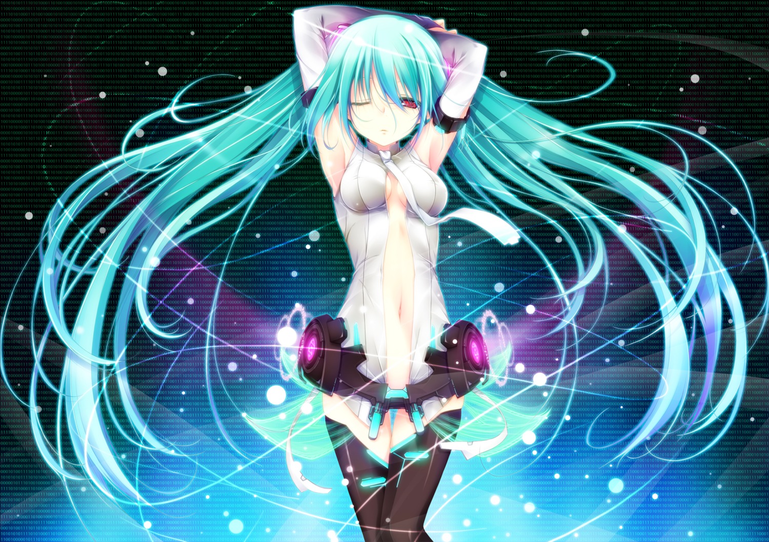 hatsune_miku itaya_saaya miku_append thighhighs vocaloid vocaloid_append