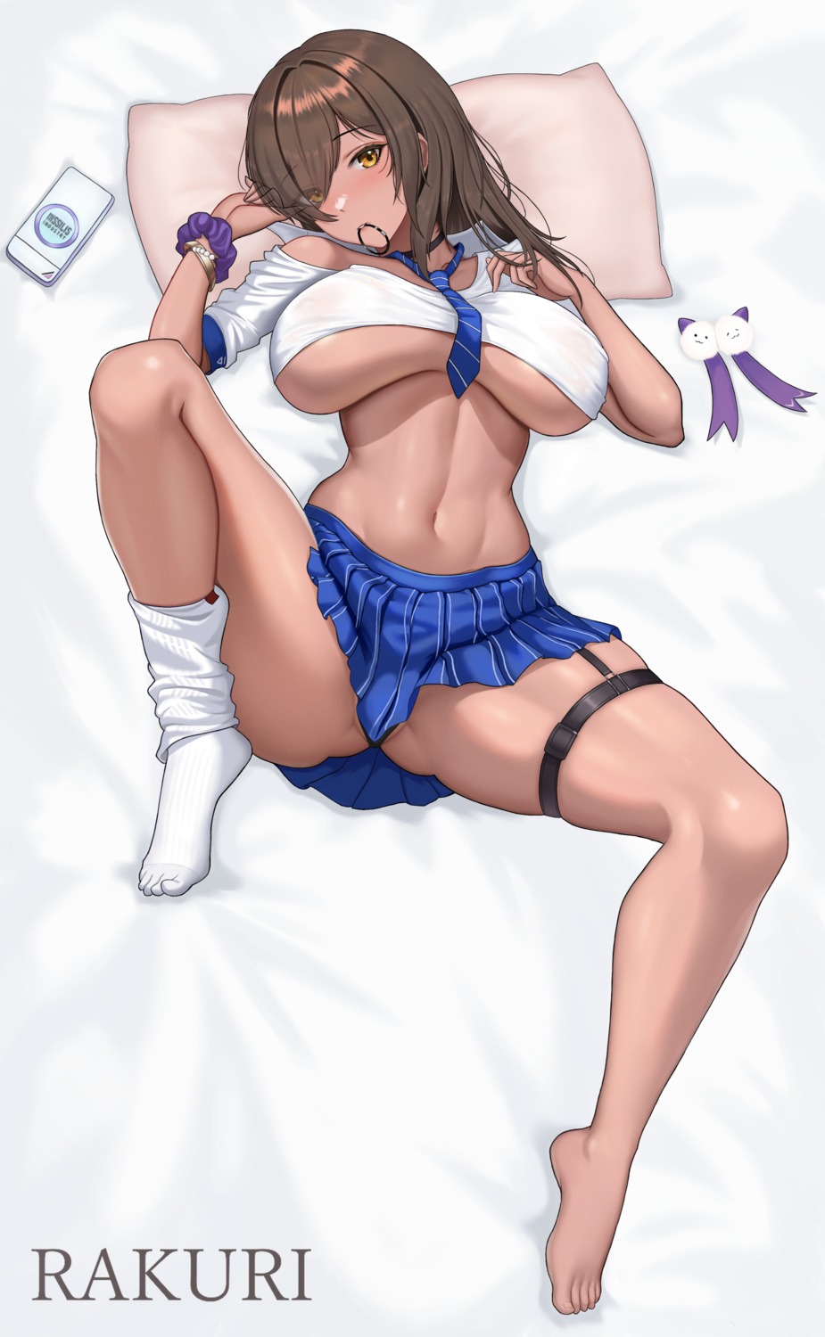 garter goddess_of_victory:_nikke naga_(nikke) no_bra pantsu rakuri_(rwrn5475) see_through seifuku skirt_lift thong