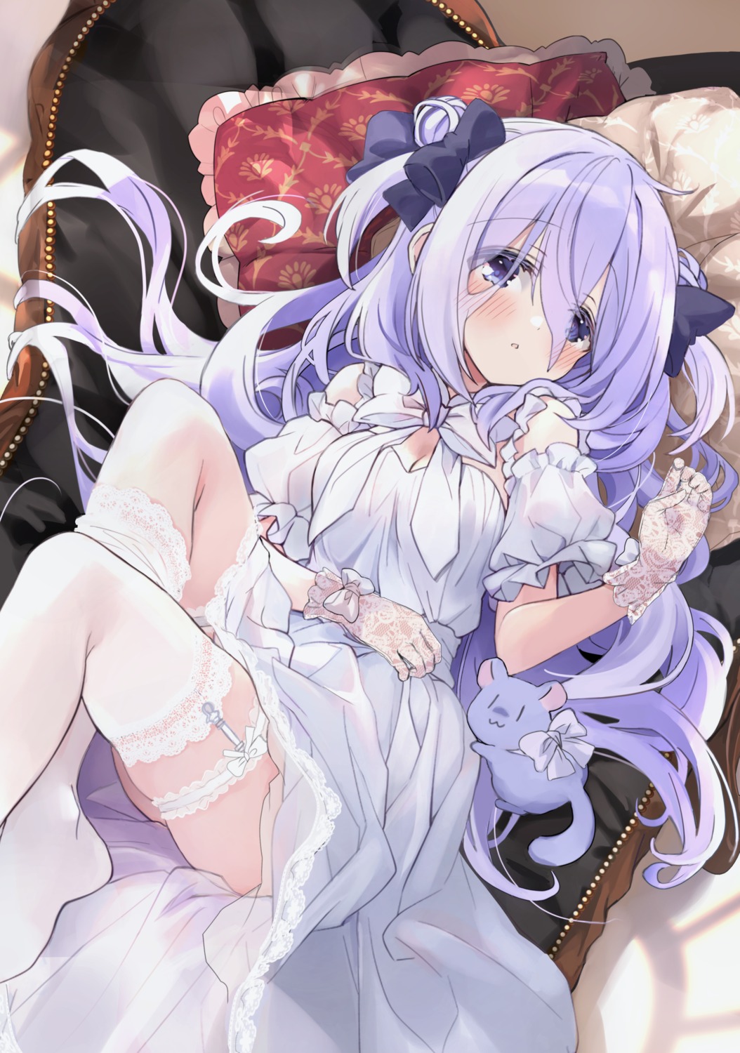 dress garter hizuki_yayoi see_through skirt_lift stockings thighhighs